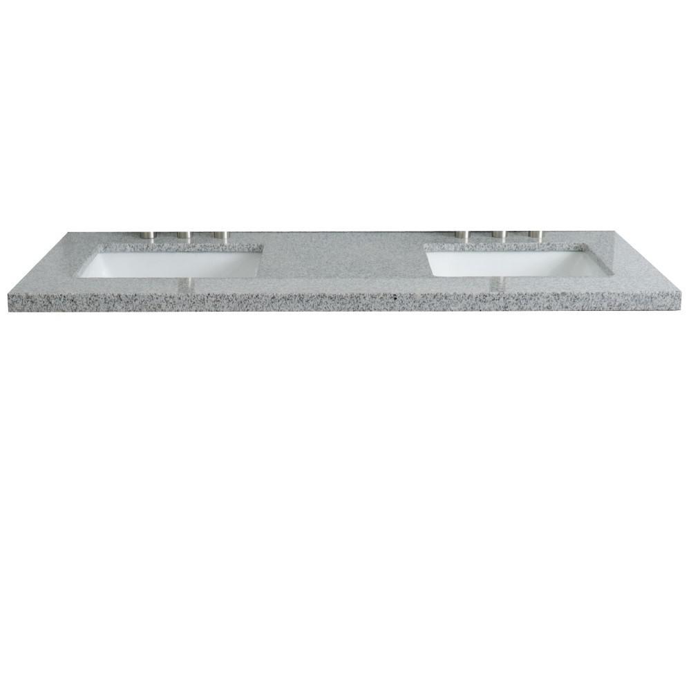 61 Gray granite countertop and double rectangle sink. Picture 1