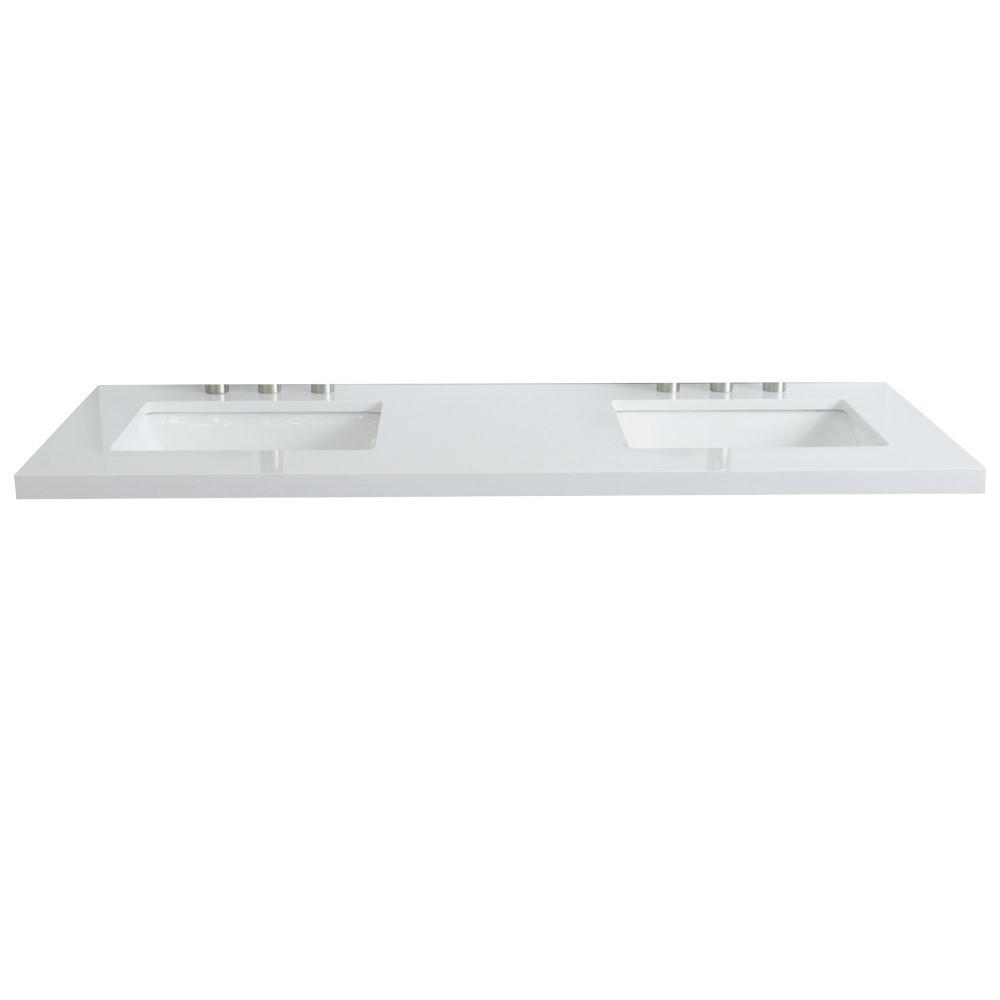 61 White quartz countertop and double rectangle sink. Picture 4