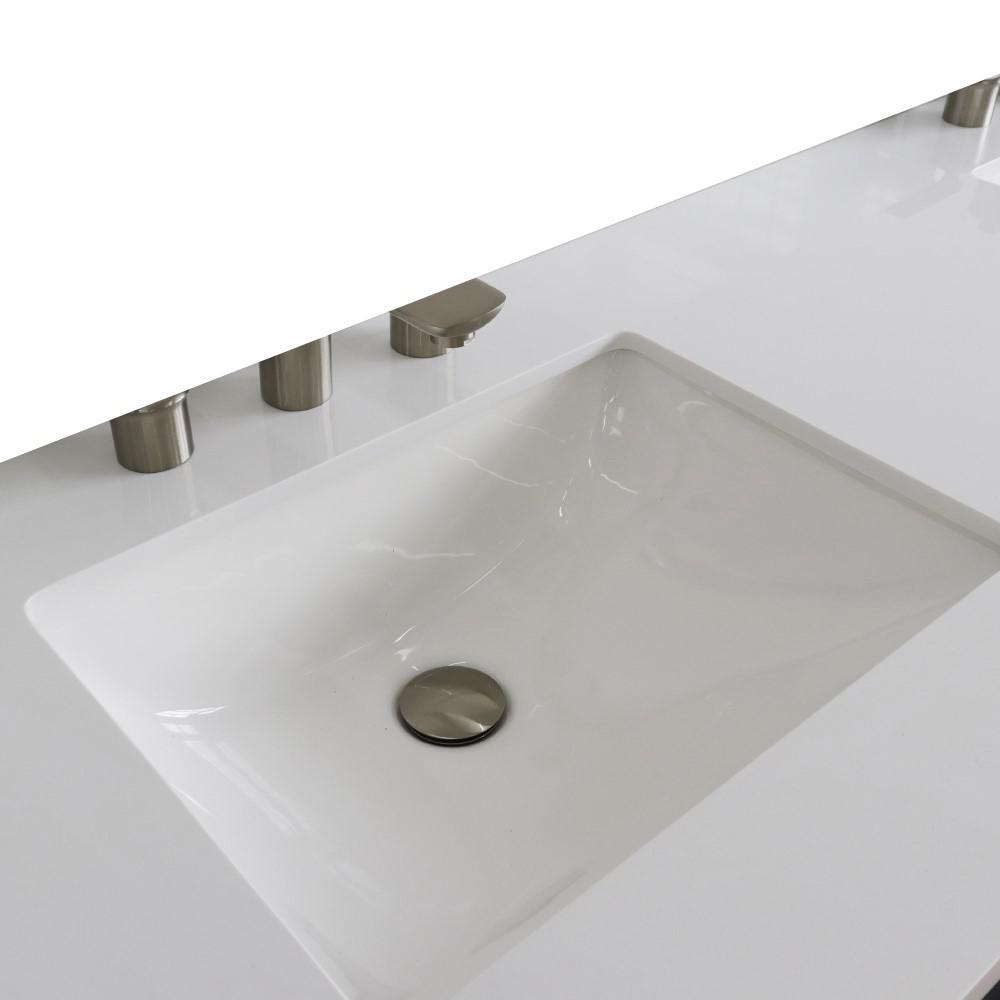 61 White quartz countertop and double rectangle sink. Picture 1