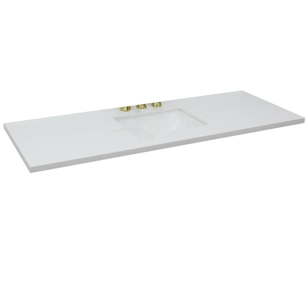 61 White quartz countertop and single rectangle sink. Picture 2