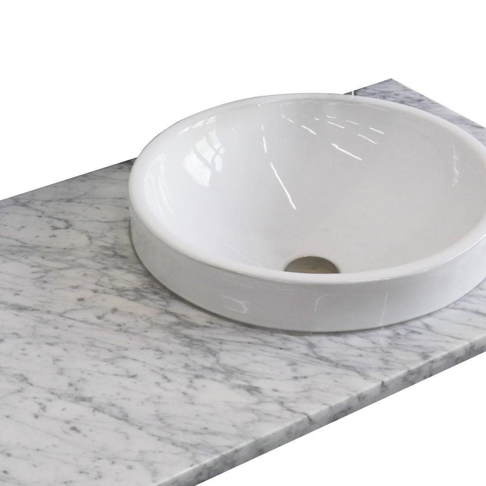 37 White Carrara countertop and single round right sink. Picture 2