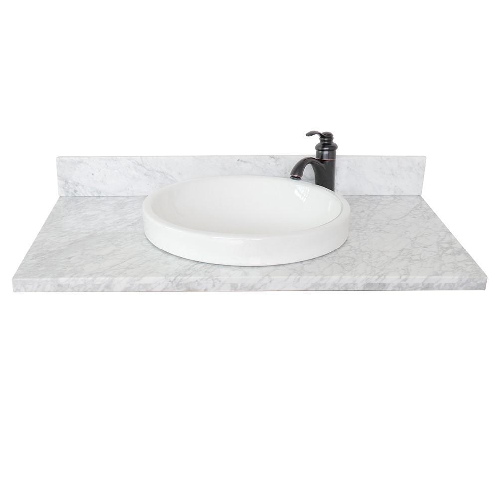 37 White Carrara top with round sink. Picture 3