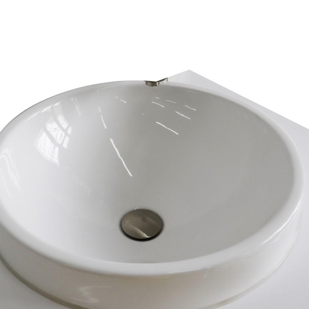 61 White quartz countertop and double round sink. Picture 1