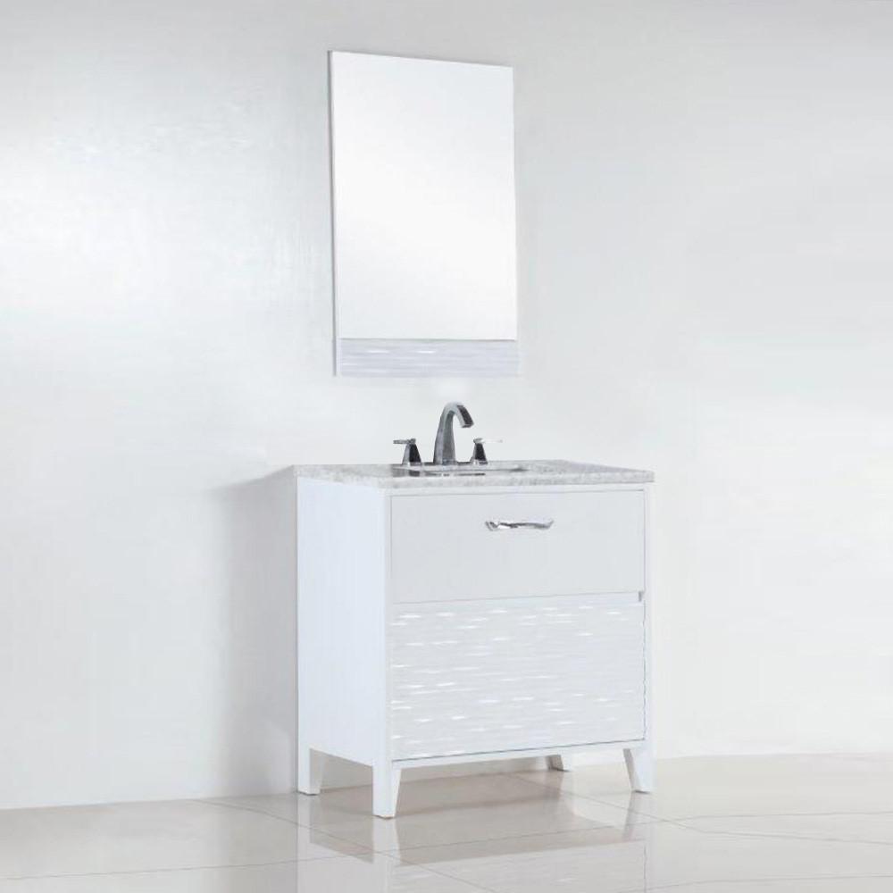 30 in. Single sink vanity with white Carrara top. Picture 2