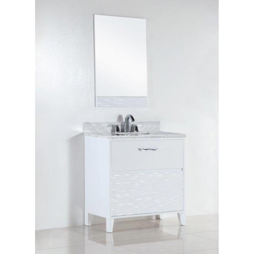 30 in. Single sink vanity with white Carrara top. Picture 3