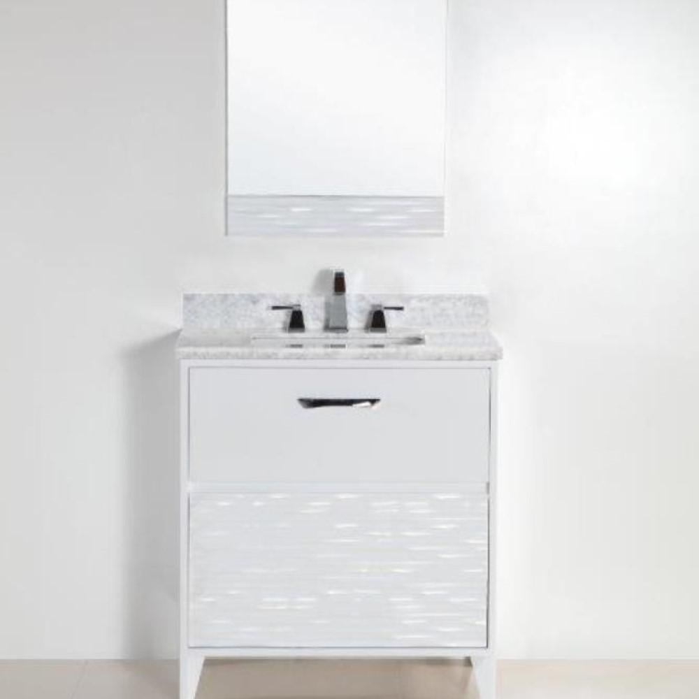 30 in. Single sink vanity with white Carrara top. Picture 5