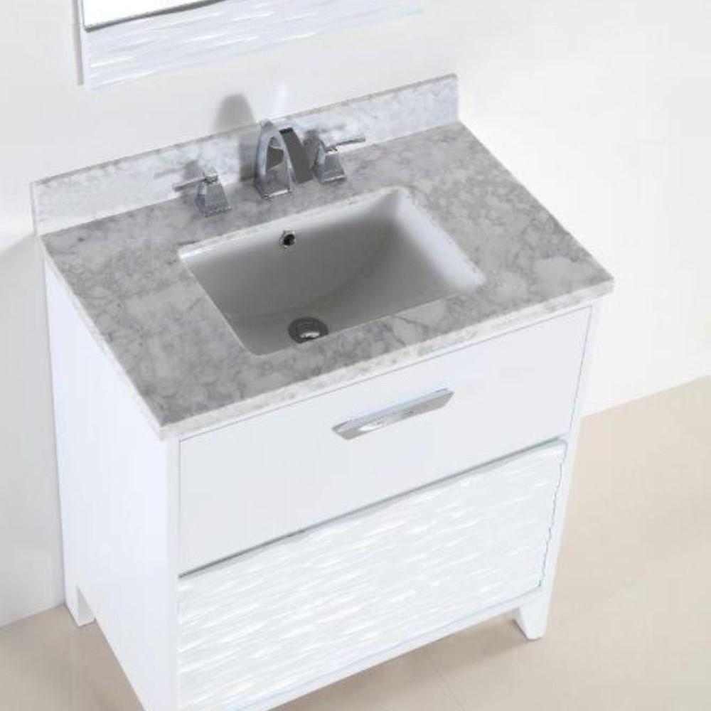 30 in. Single sink vanity with white Carrara top. Picture 6