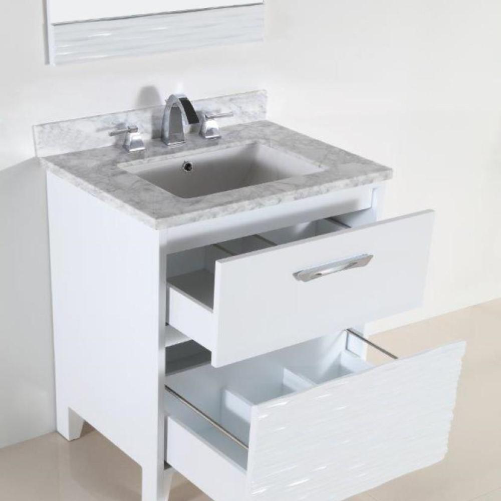 30 in. Single sink vanity with white Carrara top. Picture 7