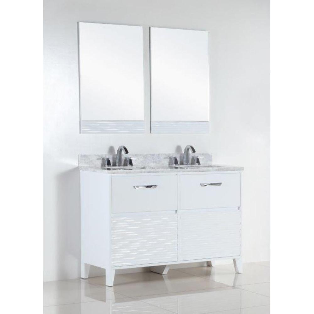 48 in. Double sink vanity with white Carrara top. Picture 3