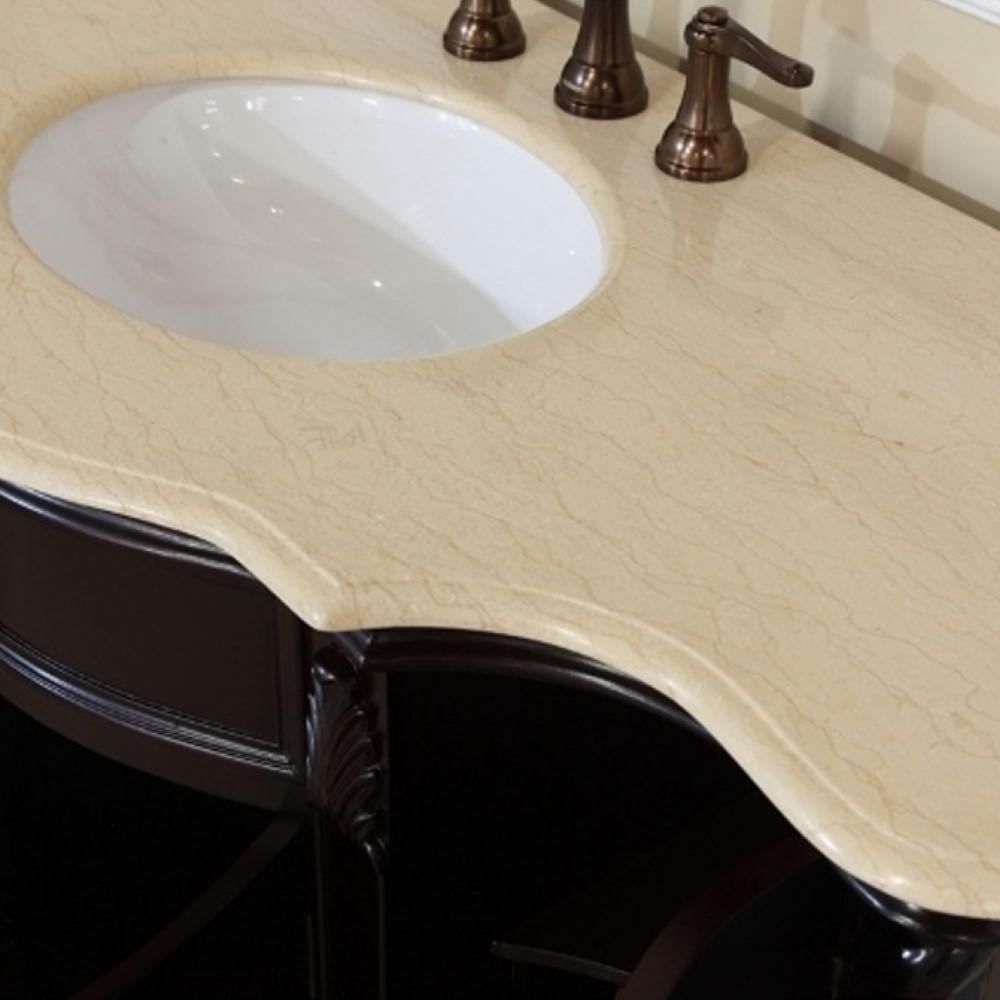 48 in Single sink vanity-wood-dark mahogany-creama marfil. Picture 2