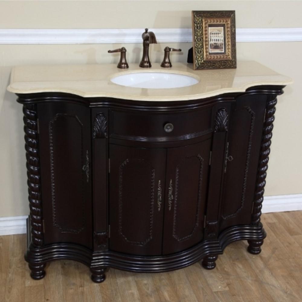 48 in Single sink vanity-wood-dark mahogany-creama marfil. Picture 5