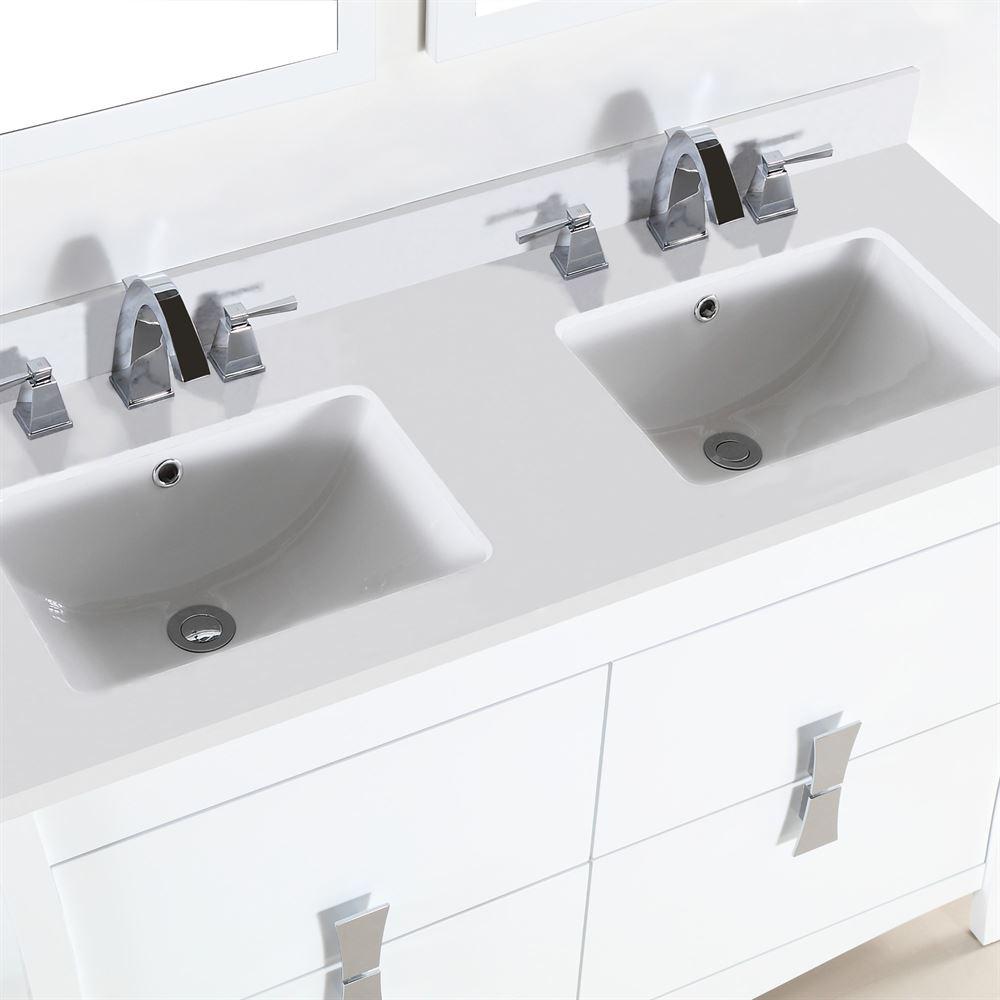 48 in. Double sink vanity with white quartz top. Picture 3