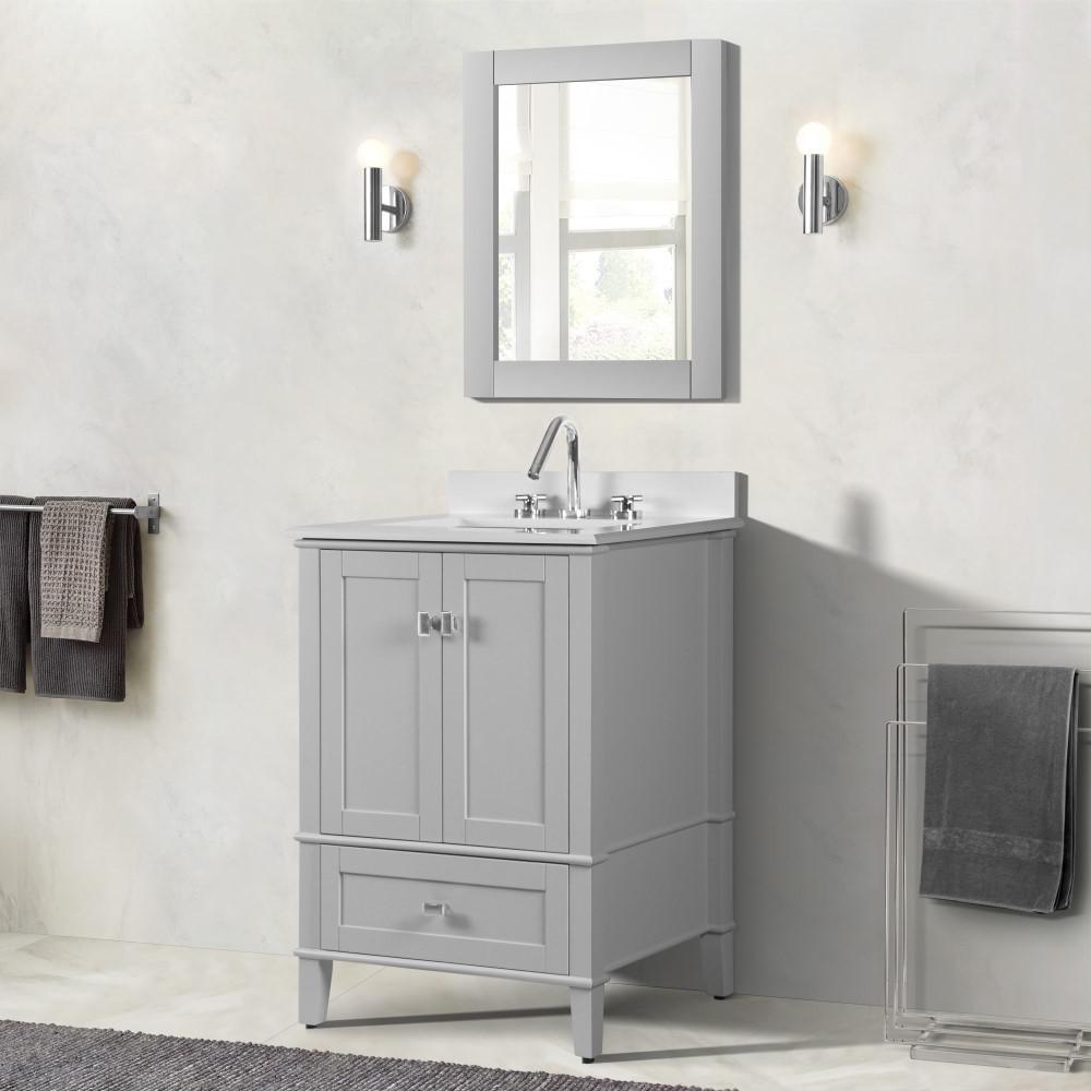 25 SINGLE VANITY IN L/GRAY WITH QUARTZ TOP. Picture 2