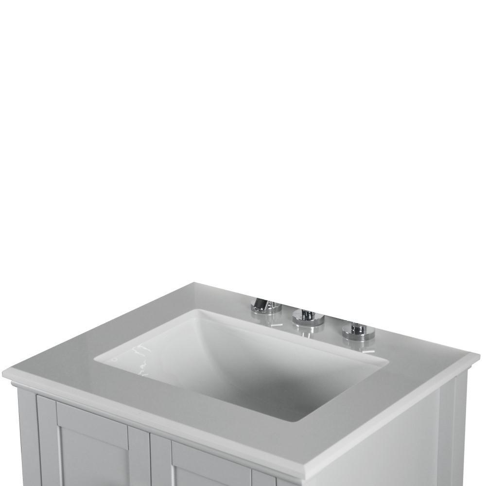 25 SINGLE VANITY IN L/GRAY WITH QUARTZ TOP. Picture 4