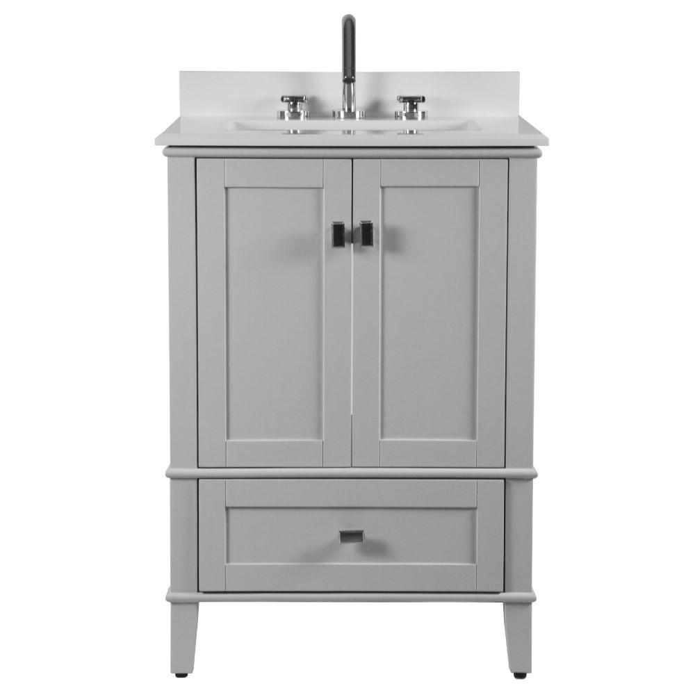 25 SINGLE VANITY IN L/GRAY WITH QUARTZ TOP. Picture 6