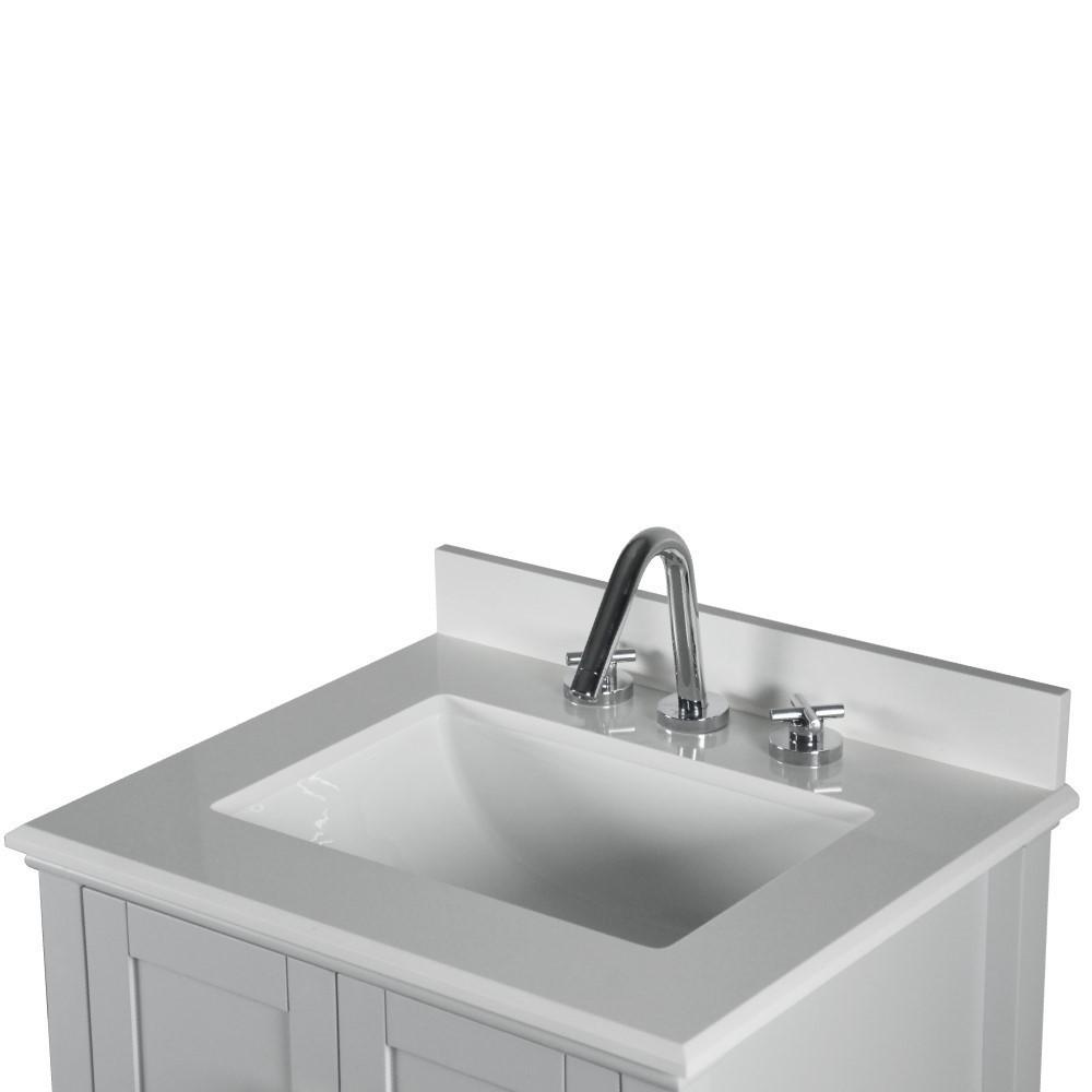 25 SINGLE VANITY IN L/GRAY WITH QUARTZ TOP. Picture 7