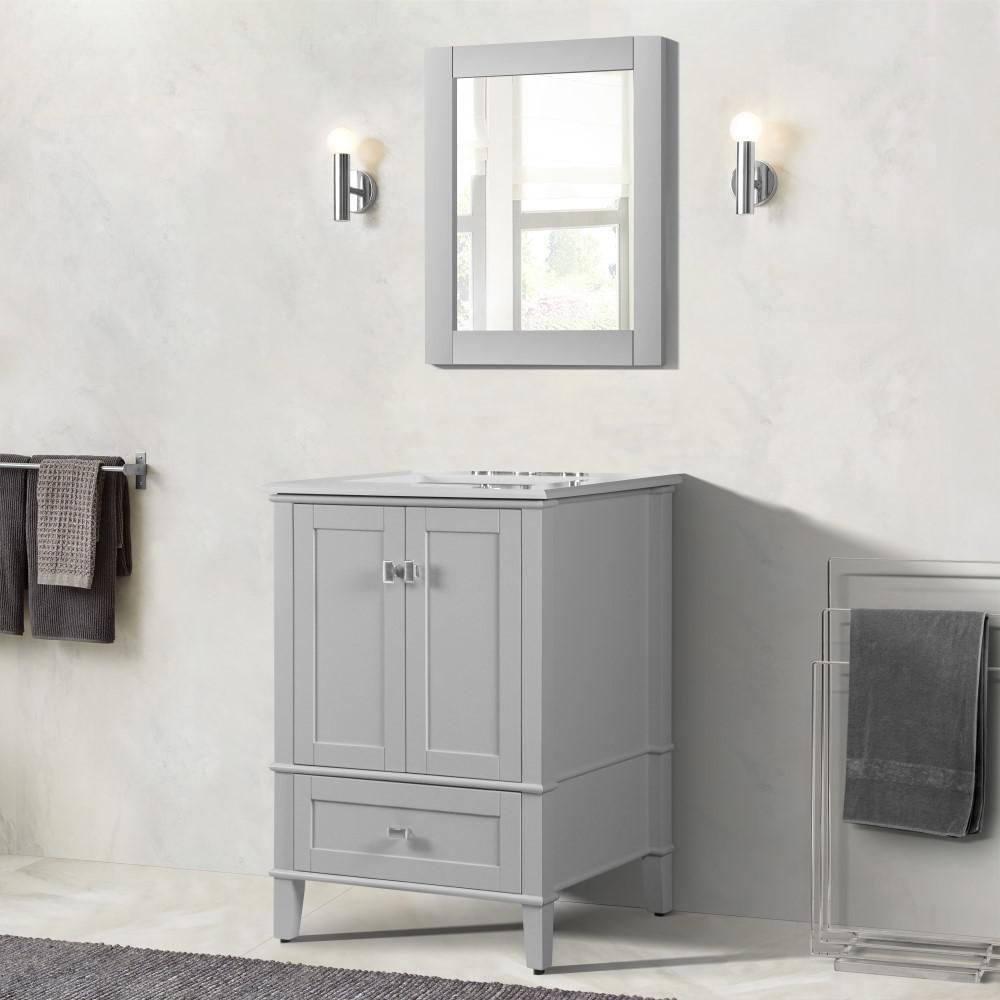 25 SINGLE VANITY IN L/GRAY WITH QUARTZ TOP. Picture 9