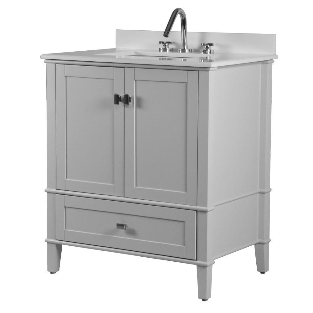 31 SINGLE VANITY IN L/GRAY WITH QUARTZ TOP. Picture 3