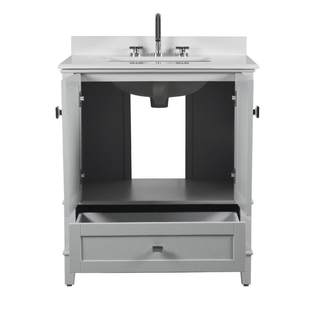 31 SINGLE VANITY IN L/GRAY WITH QUARTZ TOP. Picture 5