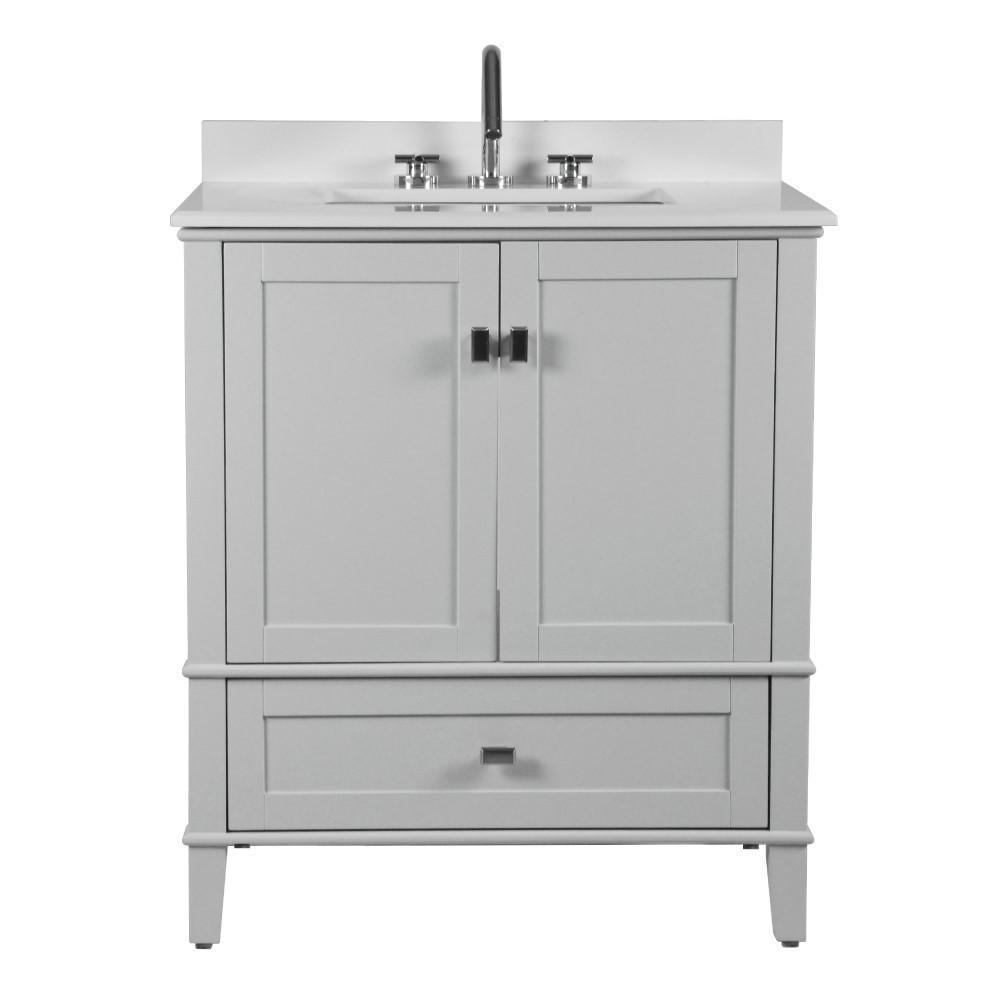 31 SINGLE VANITY IN L/GRAY WITH QUARTZ TOP. Picture 6