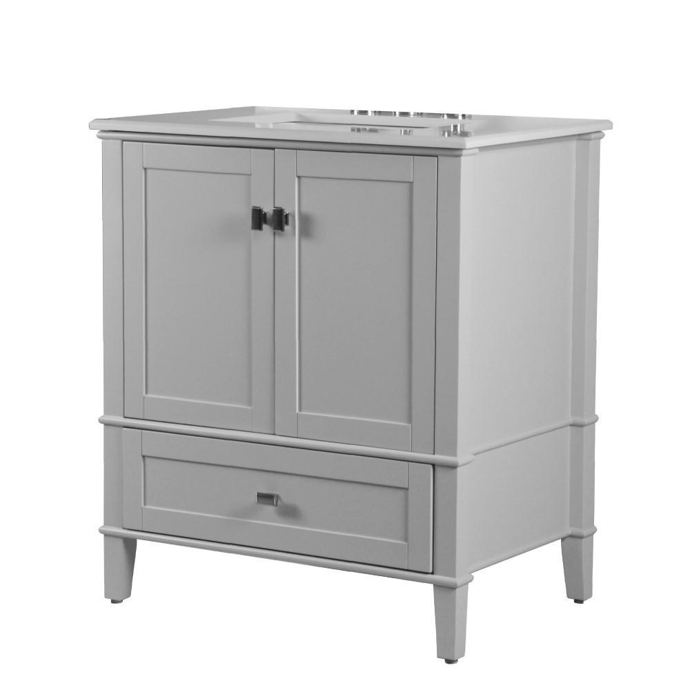 31 SINGLE VANITY IN L/GRAY WITH QUARTZ TOP. Picture 10