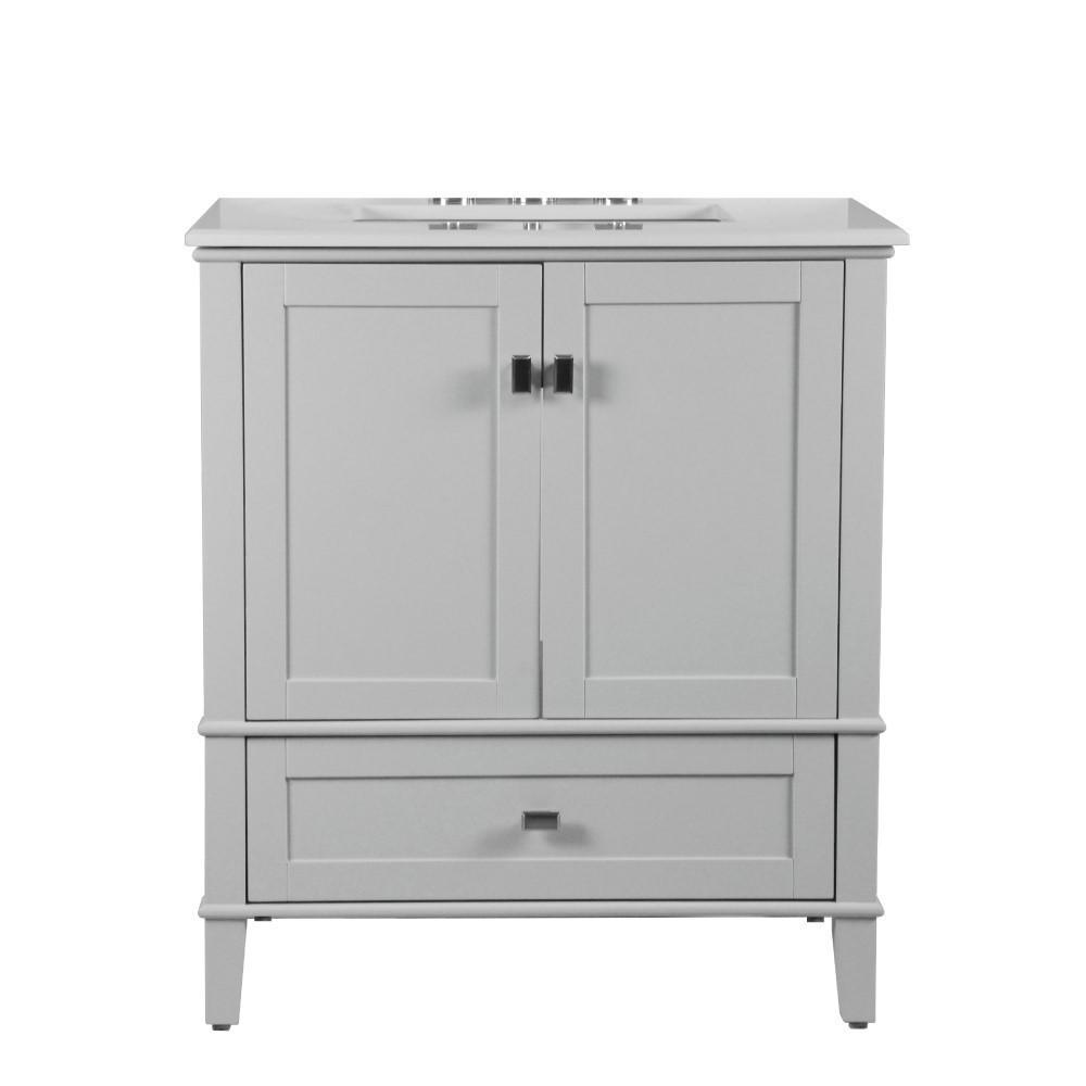 31 SINGLE VANITY IN L/GRAY WITH QUARTZ TOP. Picture 1