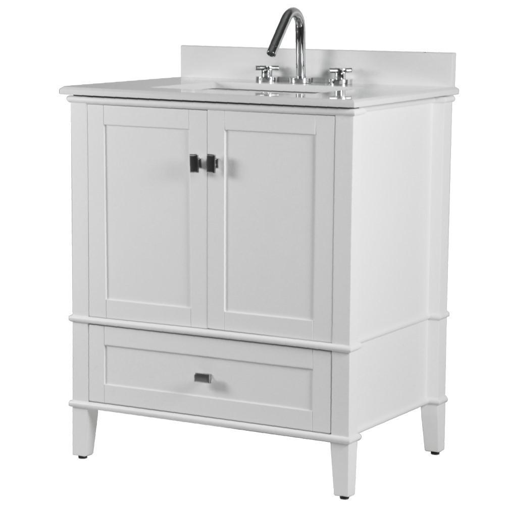 31 SINGLE VANITY IN WHITE WITH QUARTZ TOP. Picture 3