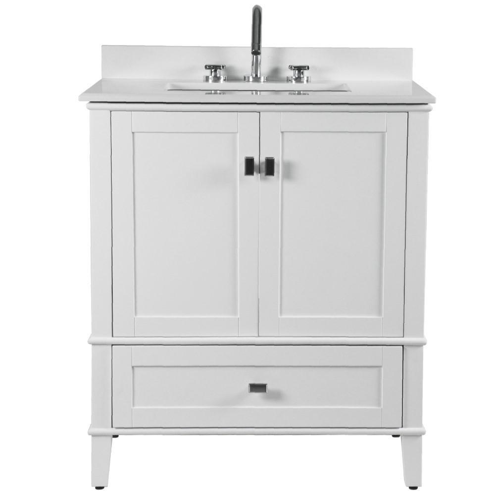 31 SINGLE VANITY IN WHITE WITH QUARTZ TOP. Picture 7