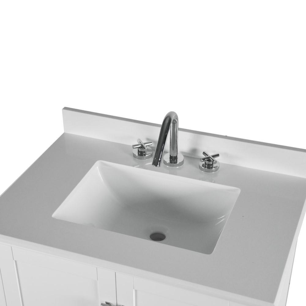31 SINGLE VANITY IN WHITE WITH QUARTZ TOP. Picture 8