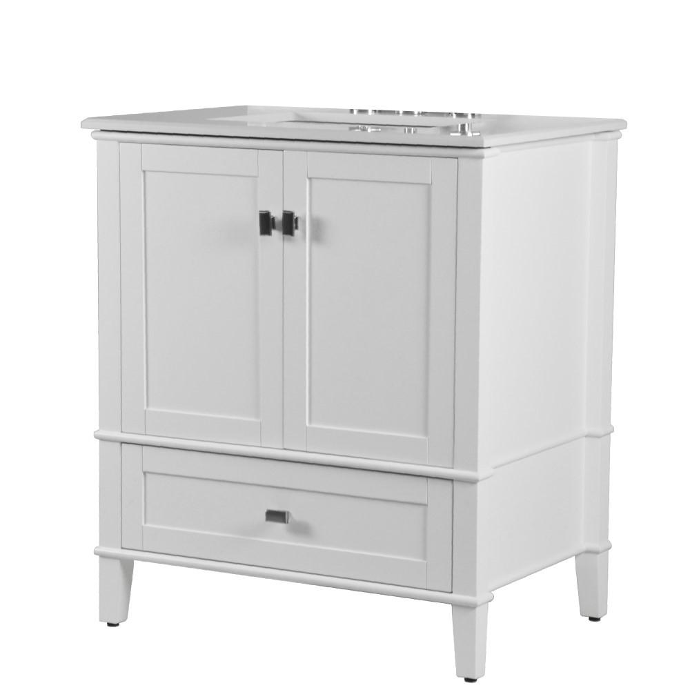 31 SINGLE VANITY IN WHITE WITH QUARTZ TOP. Picture 11