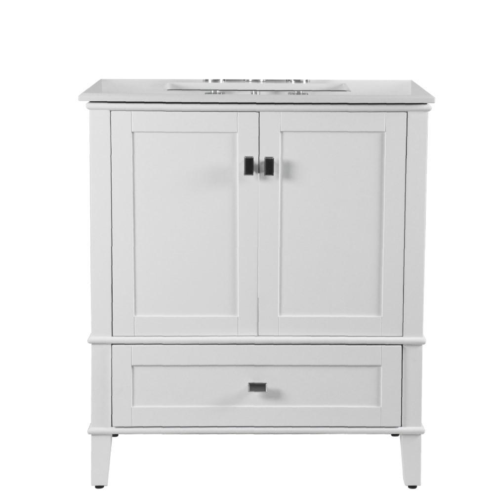 31 SINGLE VANITY IN WHITE WITH QUARTZ TOP. Picture 1