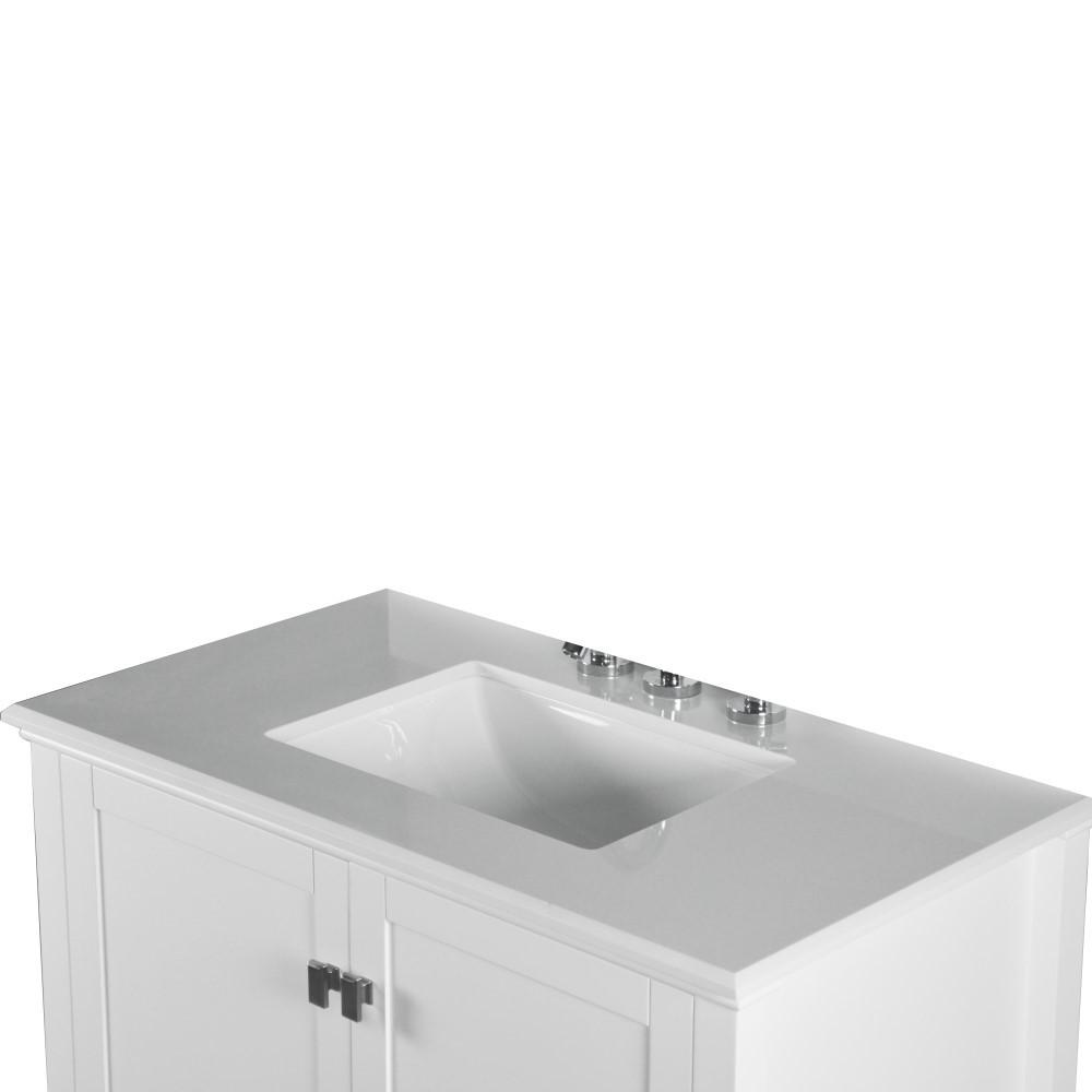 37 SINGLE VANITY IN WHITE WITH QUARTZ TOP. Picture 4