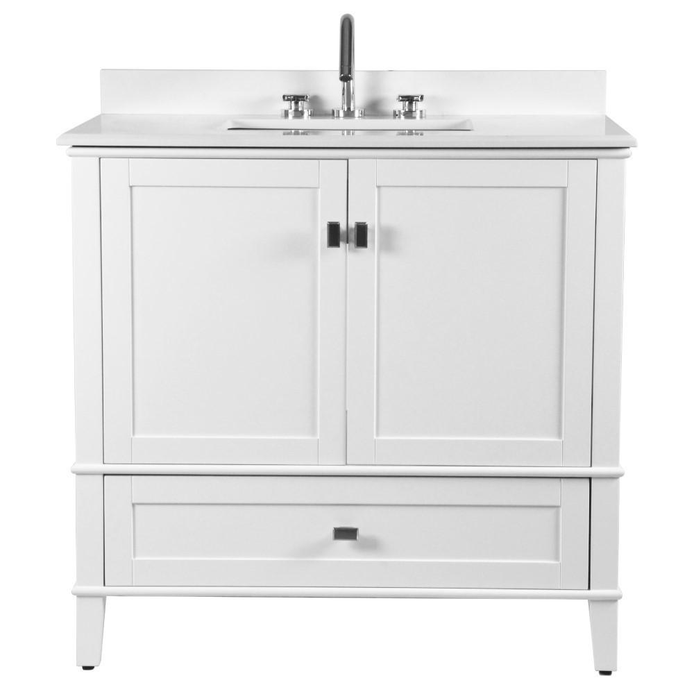37 SINGLE VANITY IN WHITE WITH QUARTZ TOP. Picture 7