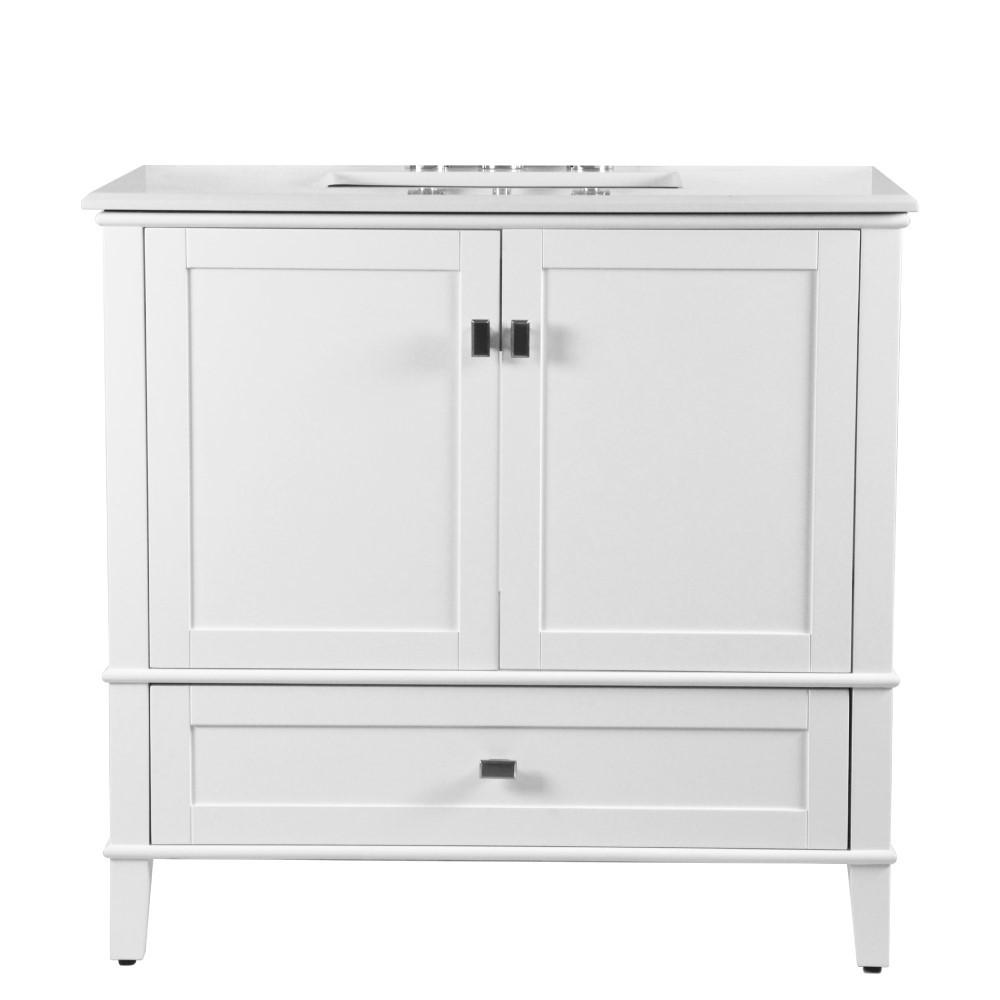 37 SINGLE VANITY IN WHITE WITH QUARTZ TOP. Picture 10