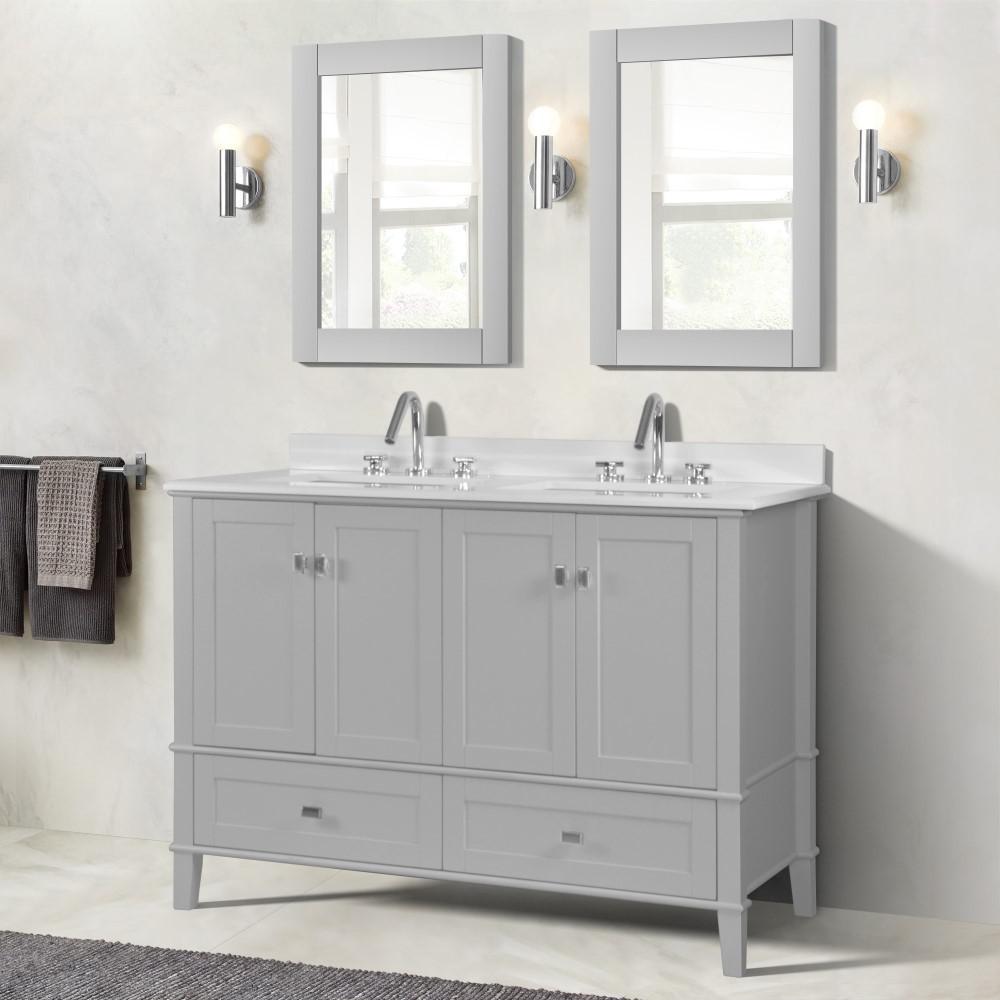 49 DOUBLE VANITY IN L/GRAY WITH QUARTZ TOP. Picture 2