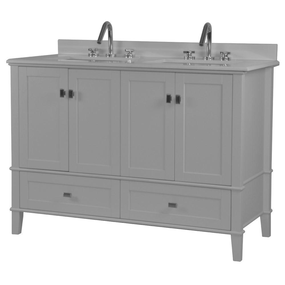 49 DOUBLE VANITY IN L/GRAY WITH QUARTZ TOP. Picture 3