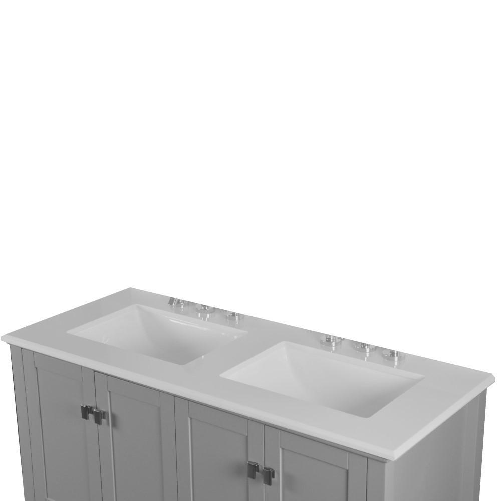 49 DOUBLE VANITY IN L/GRAY WITH QUARTZ TOP. Picture 4