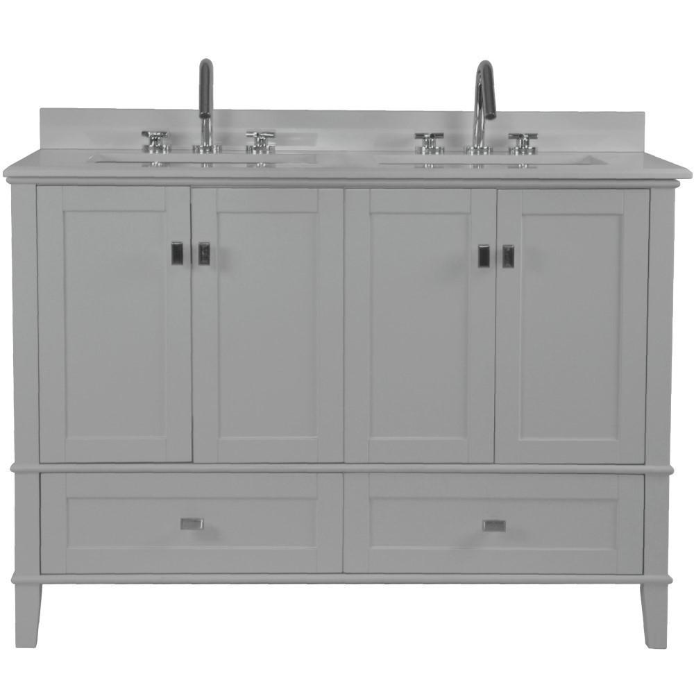 49 DOUBLE VANITY IN L/GRAY WITH QUARTZ TOP. Picture 6