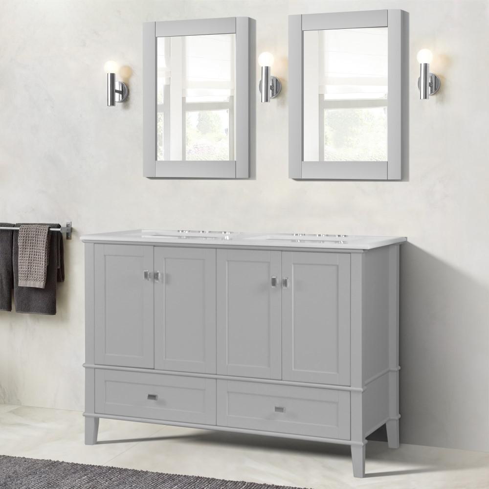 49 DOUBLE VANITY IN L/GRAY WITH QUARTZ TOP. Picture 9