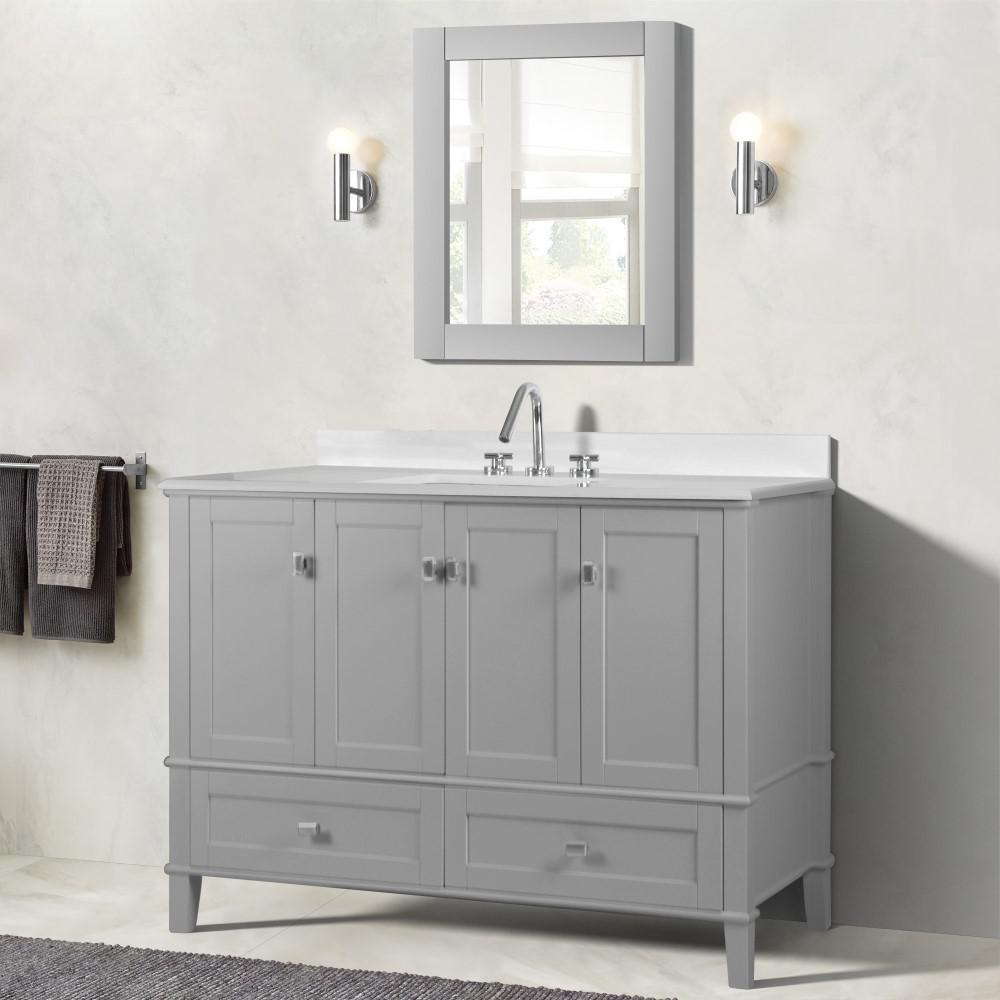 49 SINGLE VANITY IN L/GRAY WITH QUARTZ TOP. Picture 2