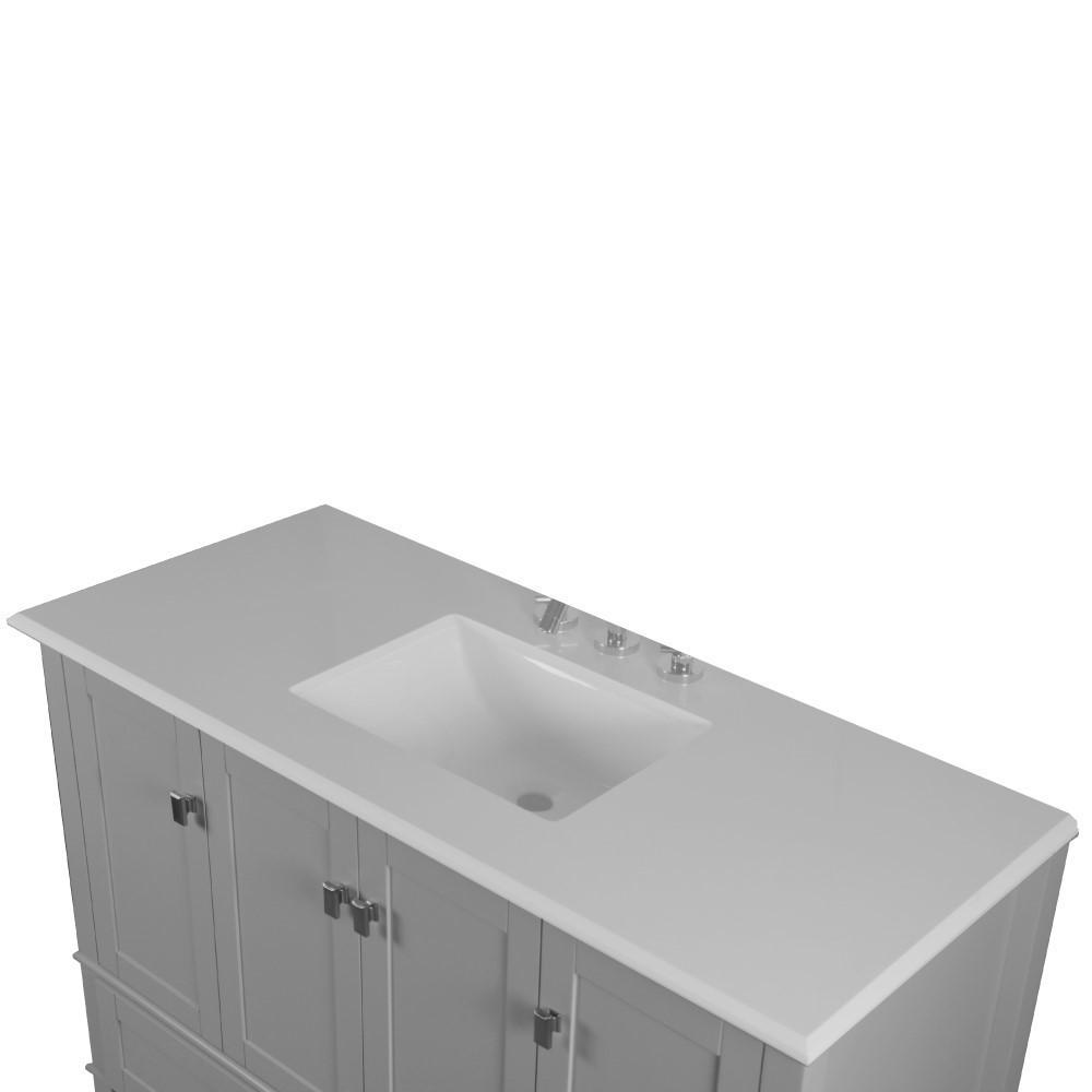 49 SINGLE VANITY IN L/GRAY WITH QUARTZ TOP. Picture 4