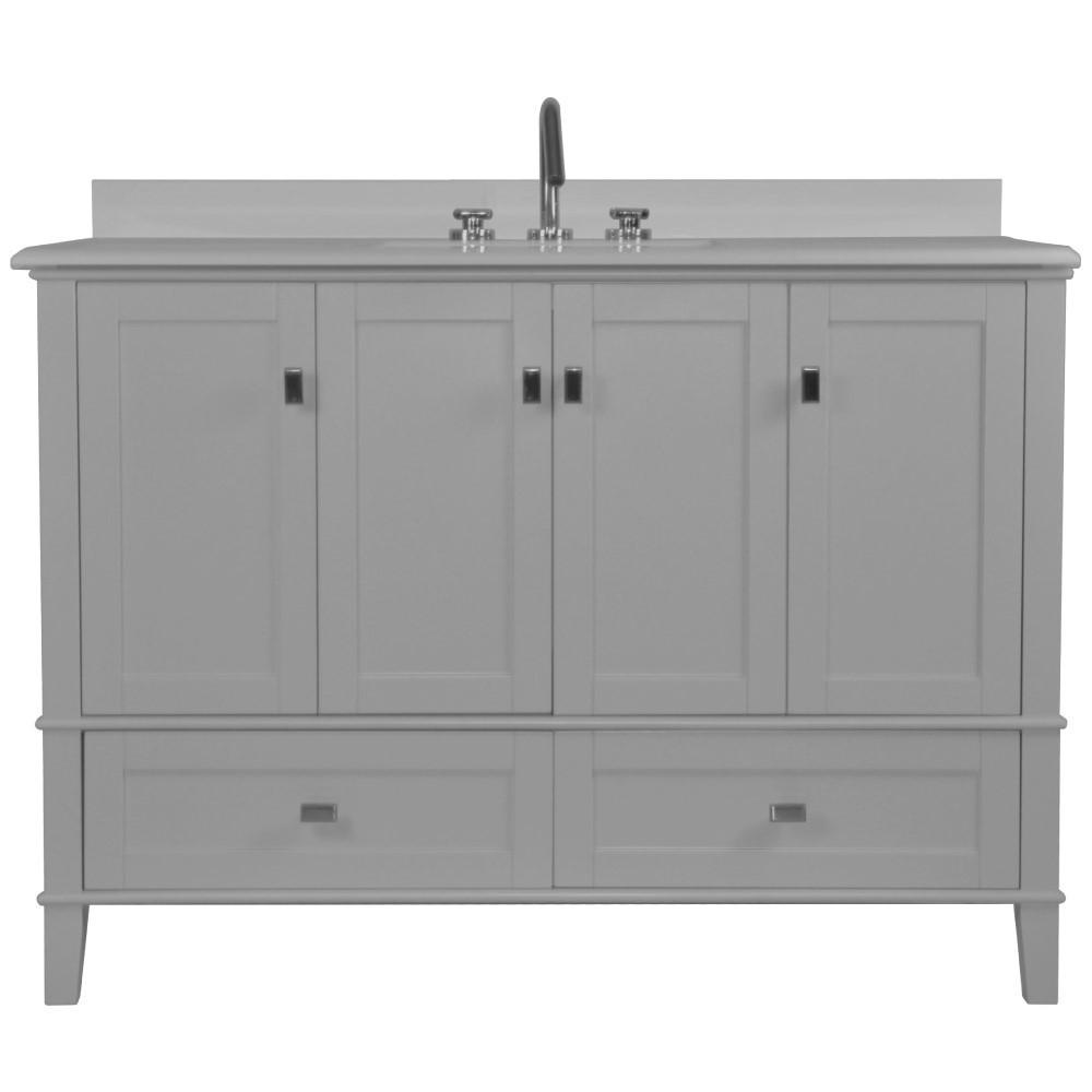 49 SINGLE VANITY IN L/GRAY WITH QUARTZ TOP. Picture 6