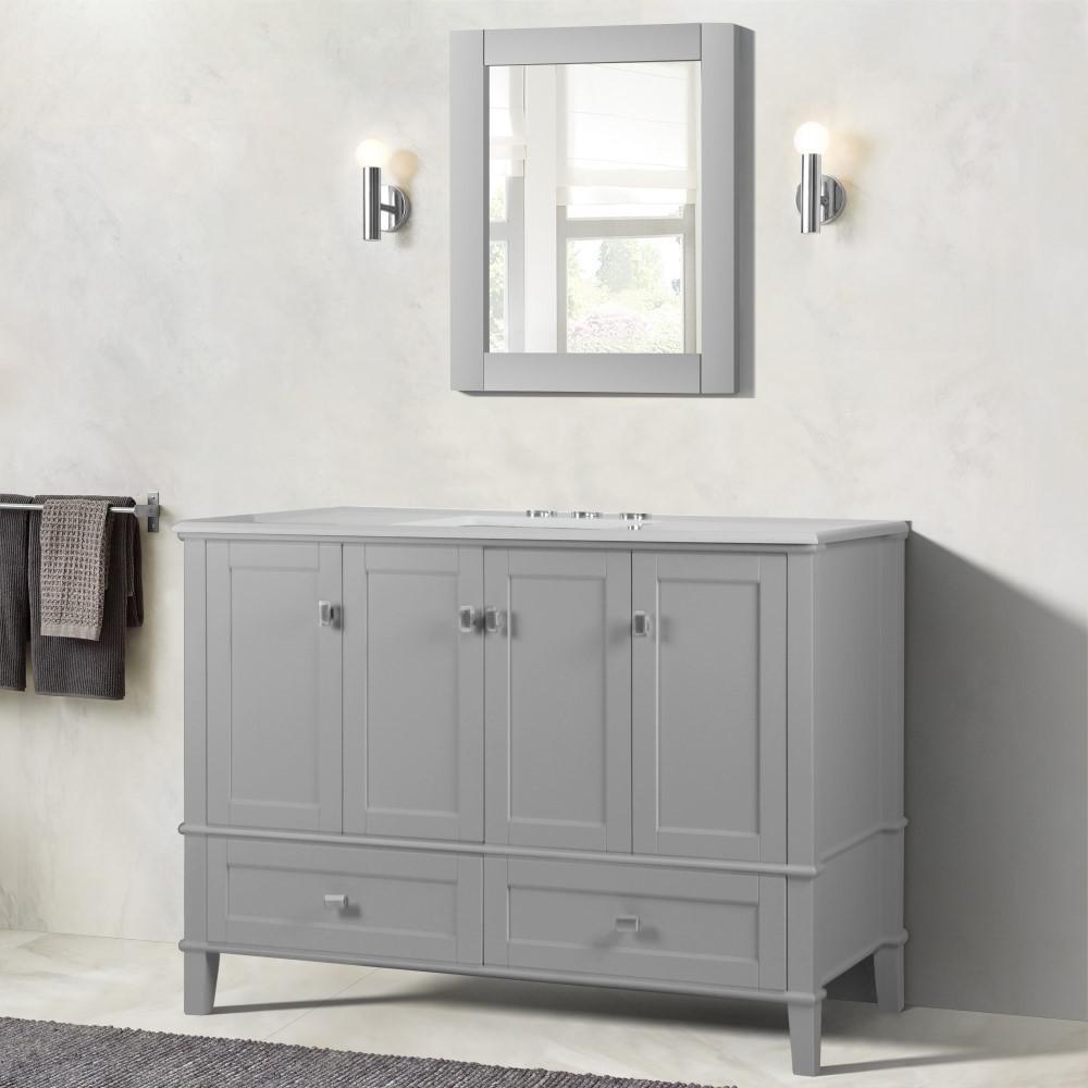 49 SINGLE VANITY IN L/GRAY WITH QUARTZ TOP. Picture 9
