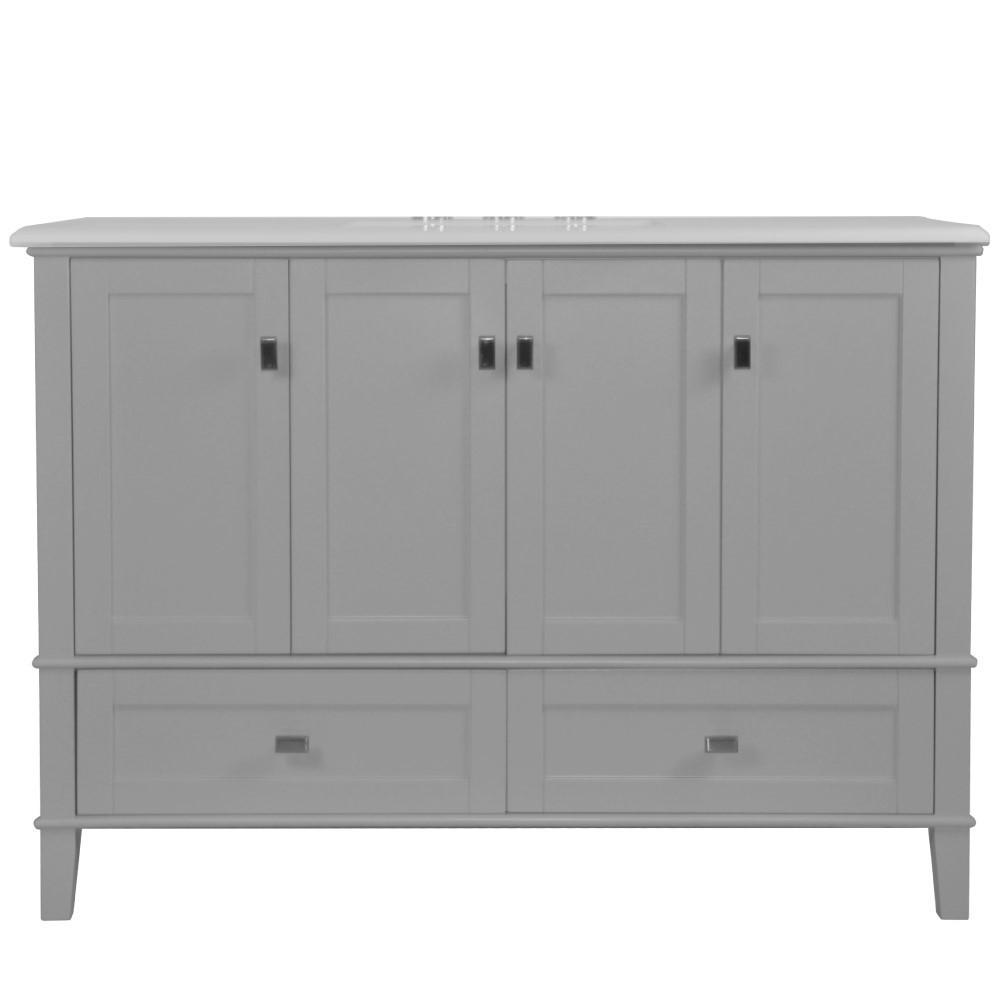 49 SINGLE VANITY IN L/GRAY WITH QUARTZ TOP. Picture 1