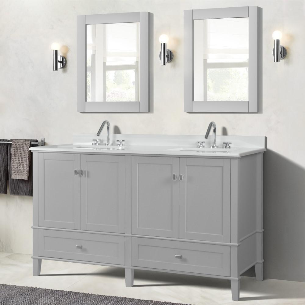 61 DOUBLE VANITY IN L/GRAY WITH QUARTZ TOP. Picture 2