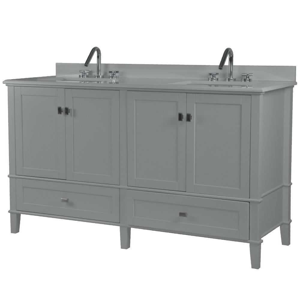61 DOUBLE VANITY IN L/GRAY WITH QUARTZ TOP. Picture 3