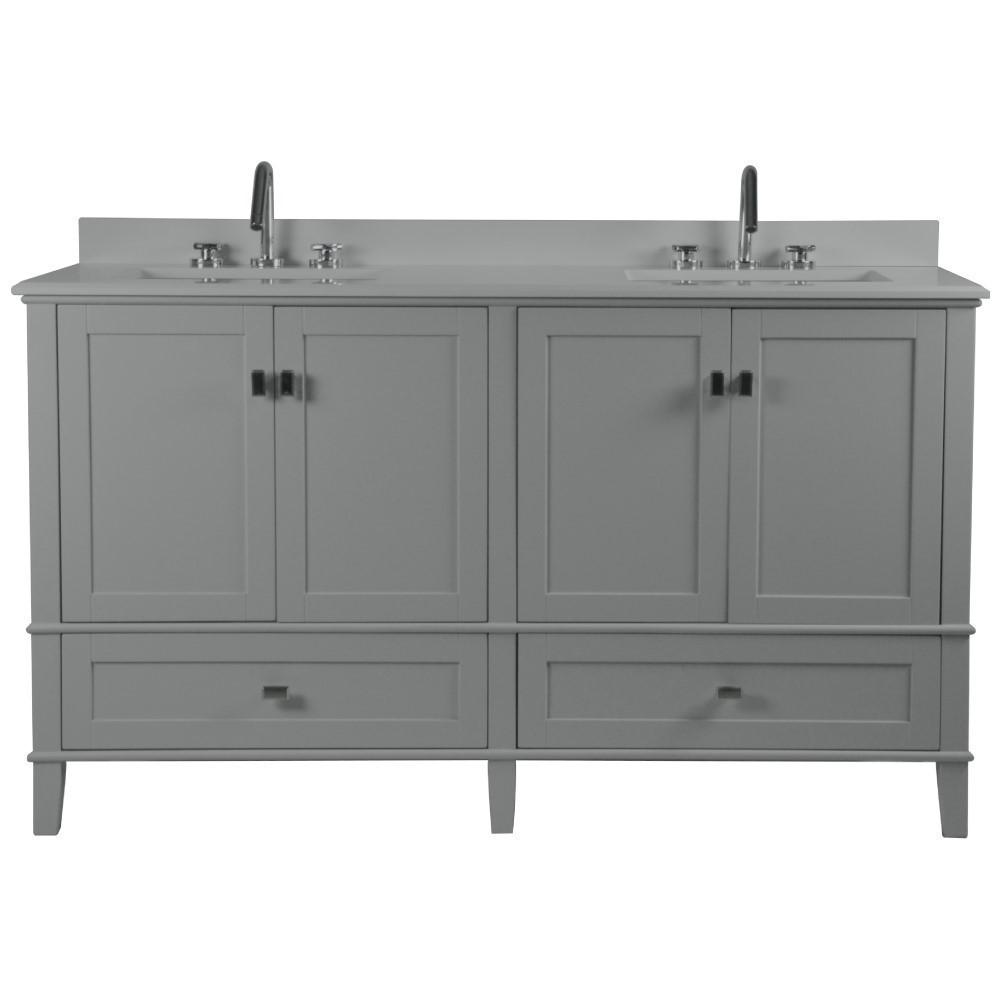 61 DOUBLE VANITY IN L/GRAY WITH QUARTZ TOP. Picture 6