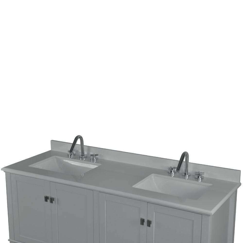 61 DOUBLE VANITY IN L/GRAY WITH QUARTZ TOP. Picture 7