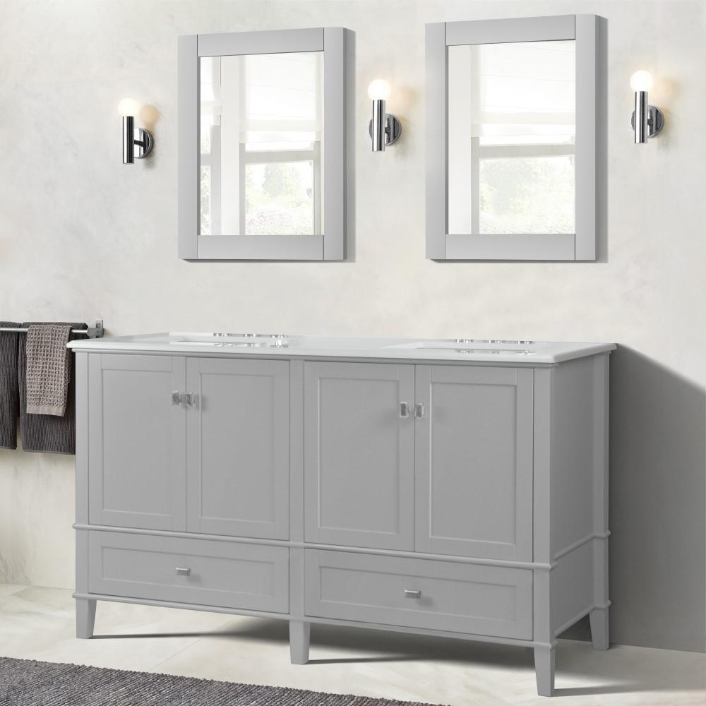 61 DOUBLE VANITY IN L/GRAY WITH QUARTZ TOP. Picture 9