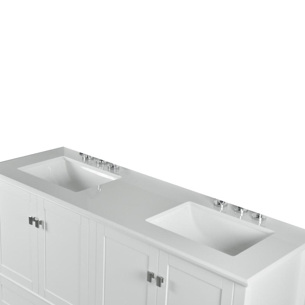 61 DOUBLE VANITY IN WHITE WITH QUARTZ TOP. Picture 4